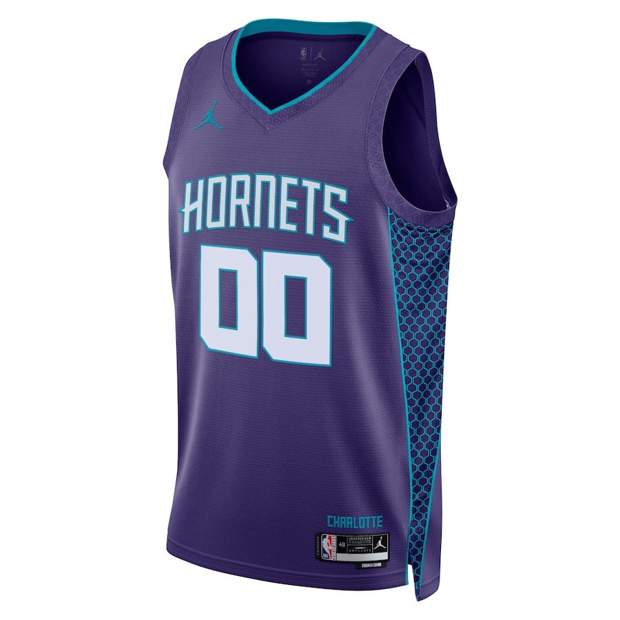 Alternative view of Charlotte Hornets 2023/24 Statement Swingman Custom Men Jersey - Purple - JS375 