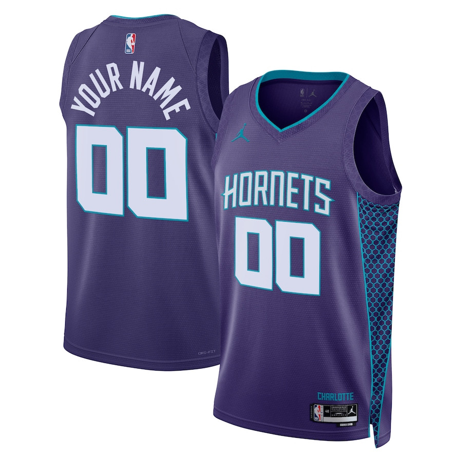 Charlotte Hornets 2023/24 Statement Swingman Custom Men Jersey - Purple - JS375 