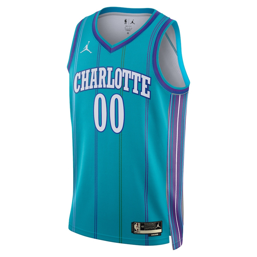 Alternative view of Charlotte Hornets Hardwood Classic Edition Swingman Custom Jersey - Teal - JS187 