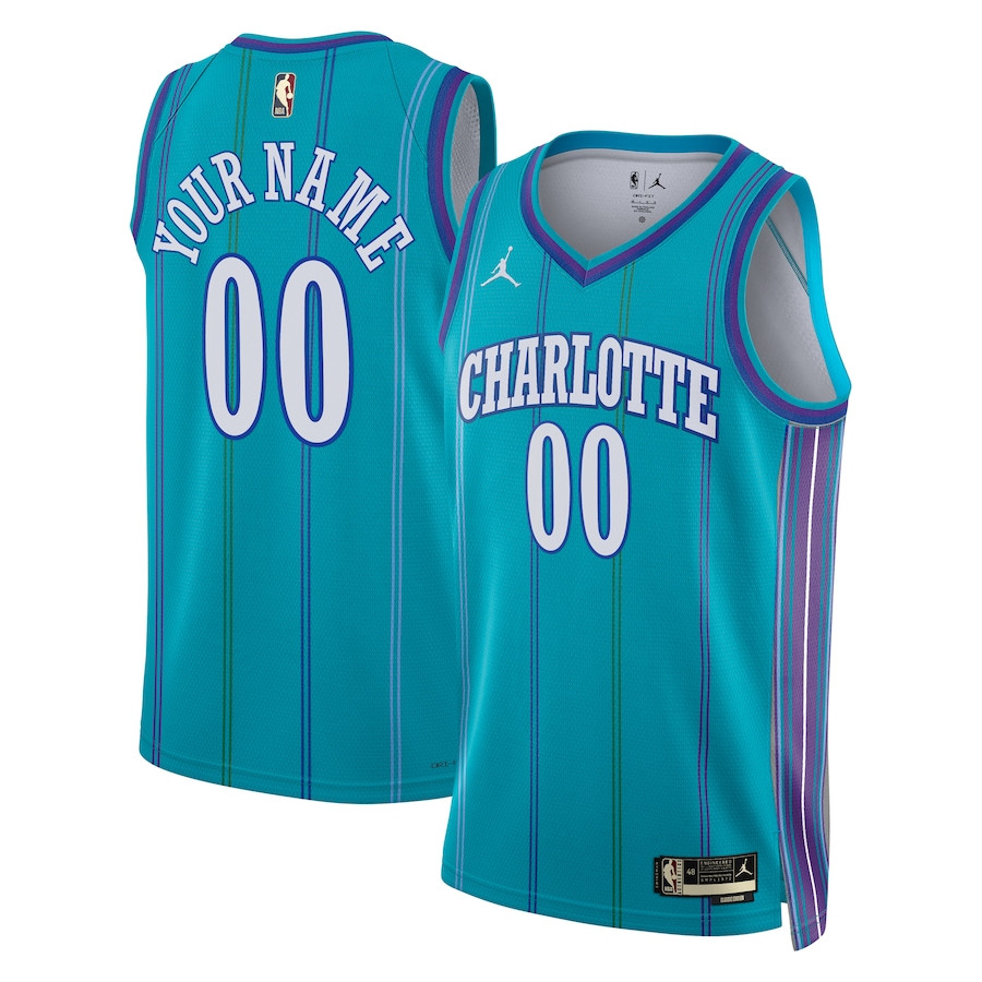 Charlotte Hornets Hardwood Classic Edition Swingman Custom Jersey - Teal - JS187 