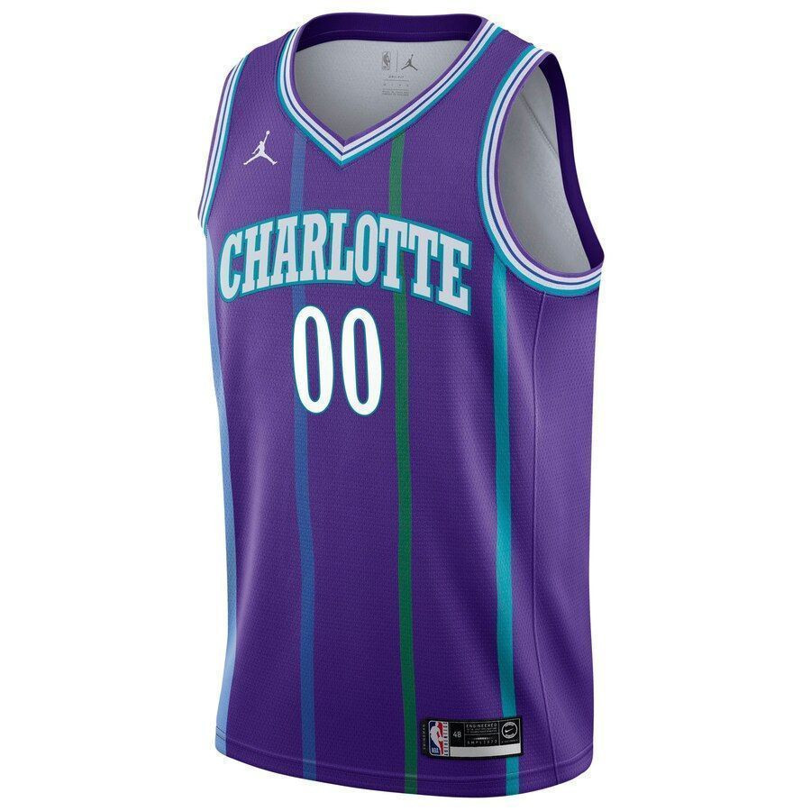 Alternative view of Charlotte Hornets Hardwood Classics Custom Swingman Jersey - Purple - JS507 