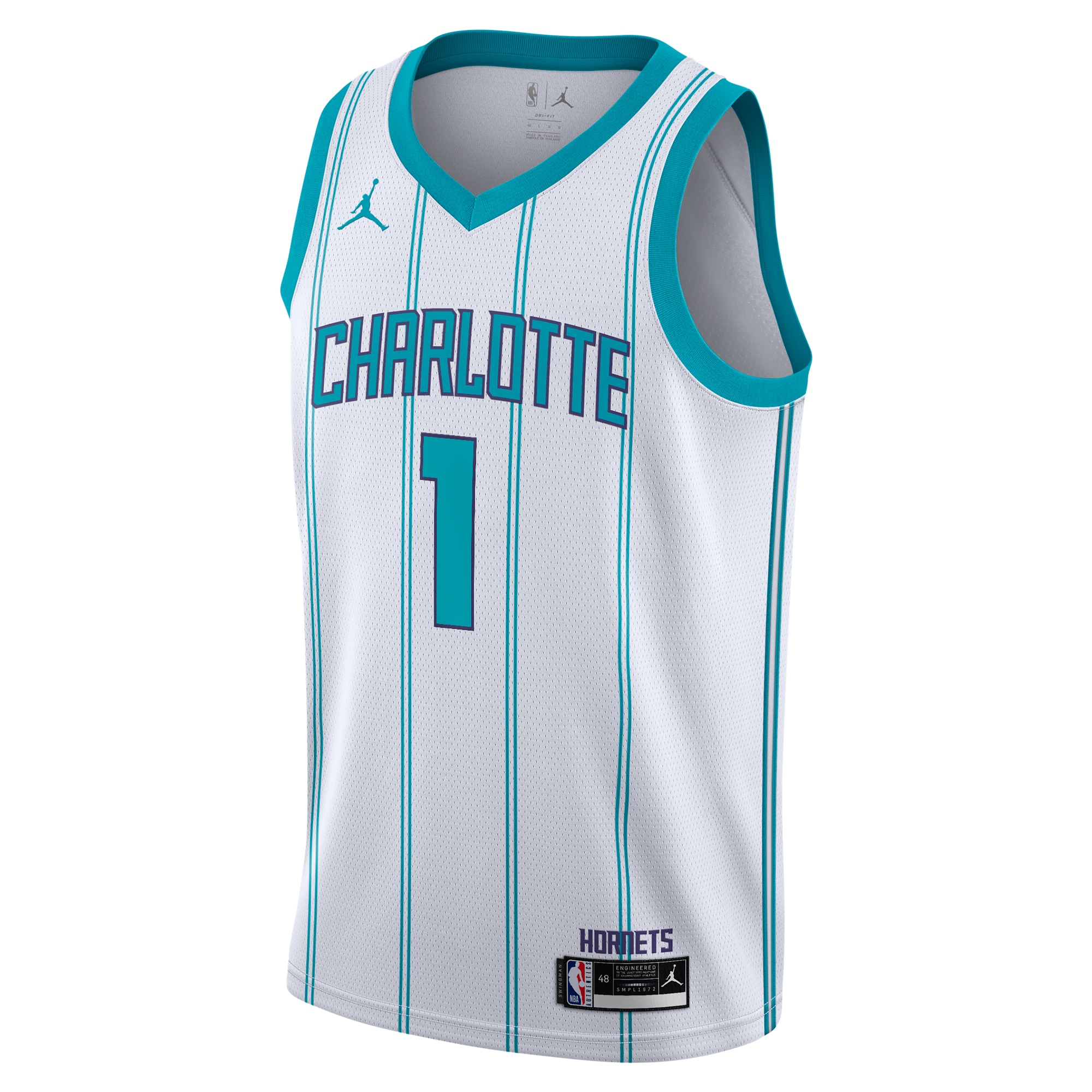 Alternative view of Charlotte Hornets Jordan Brand Association Edition Swingman Jersey - White - LaMelo Ball - Youth - JS702 