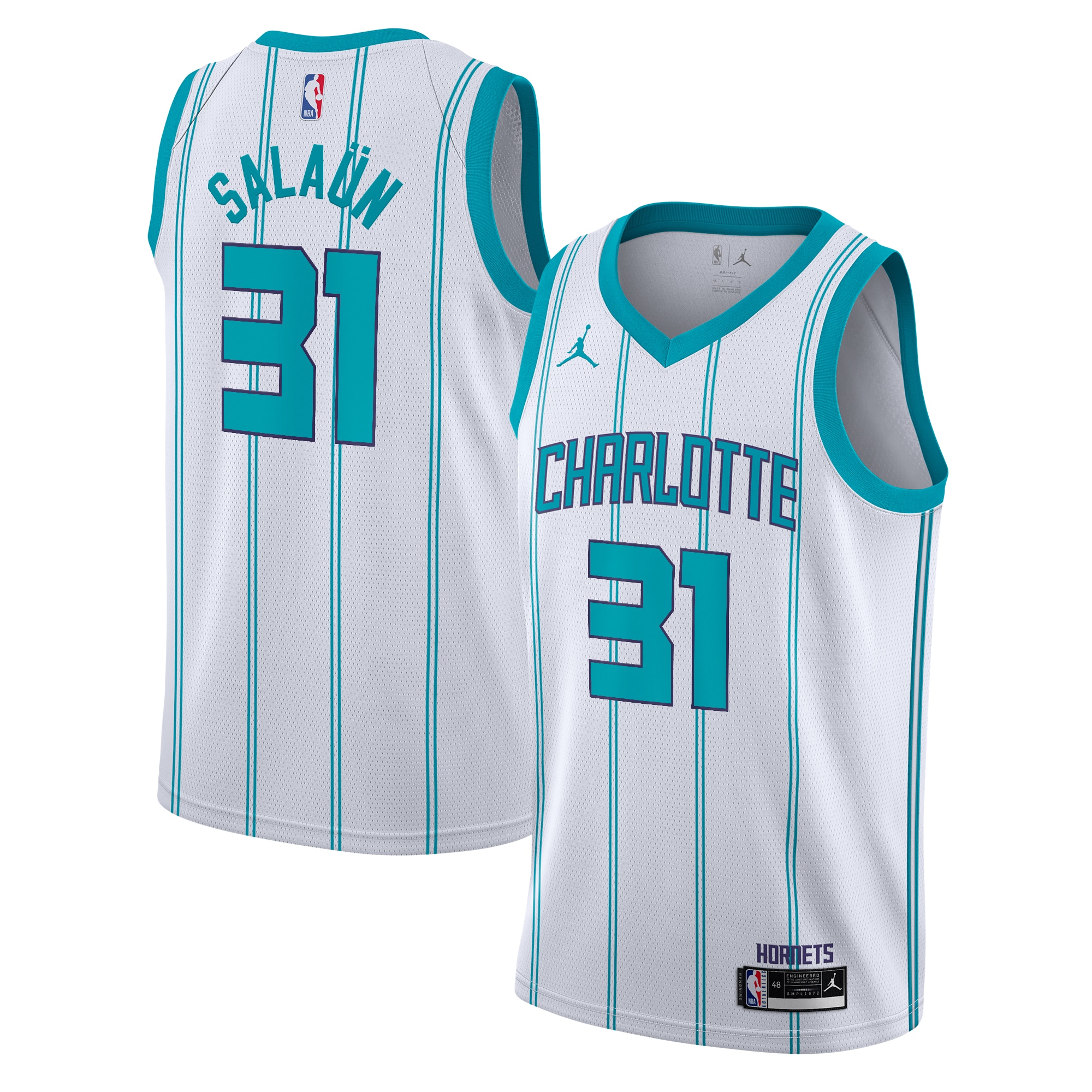 Charlotte Hornets Jordan Brand Association Edition Swingman Jersey - White - Tidjane Salaün - Youth - JS215 
