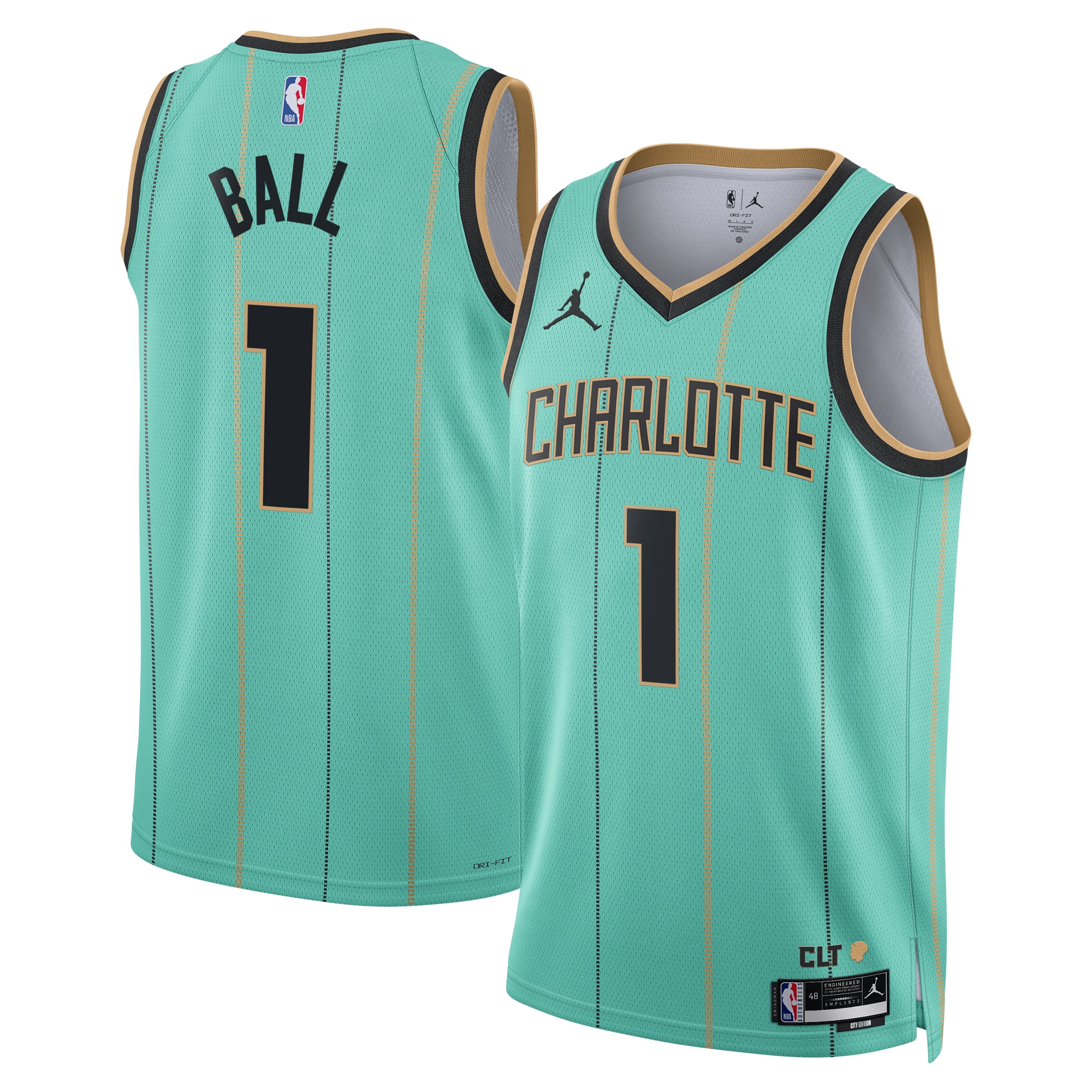 Charlotte Hornets Jordan Brand City Edition Swingman Jersey 2024 - Teal - LaMelo Ball - Unisex - JS932 