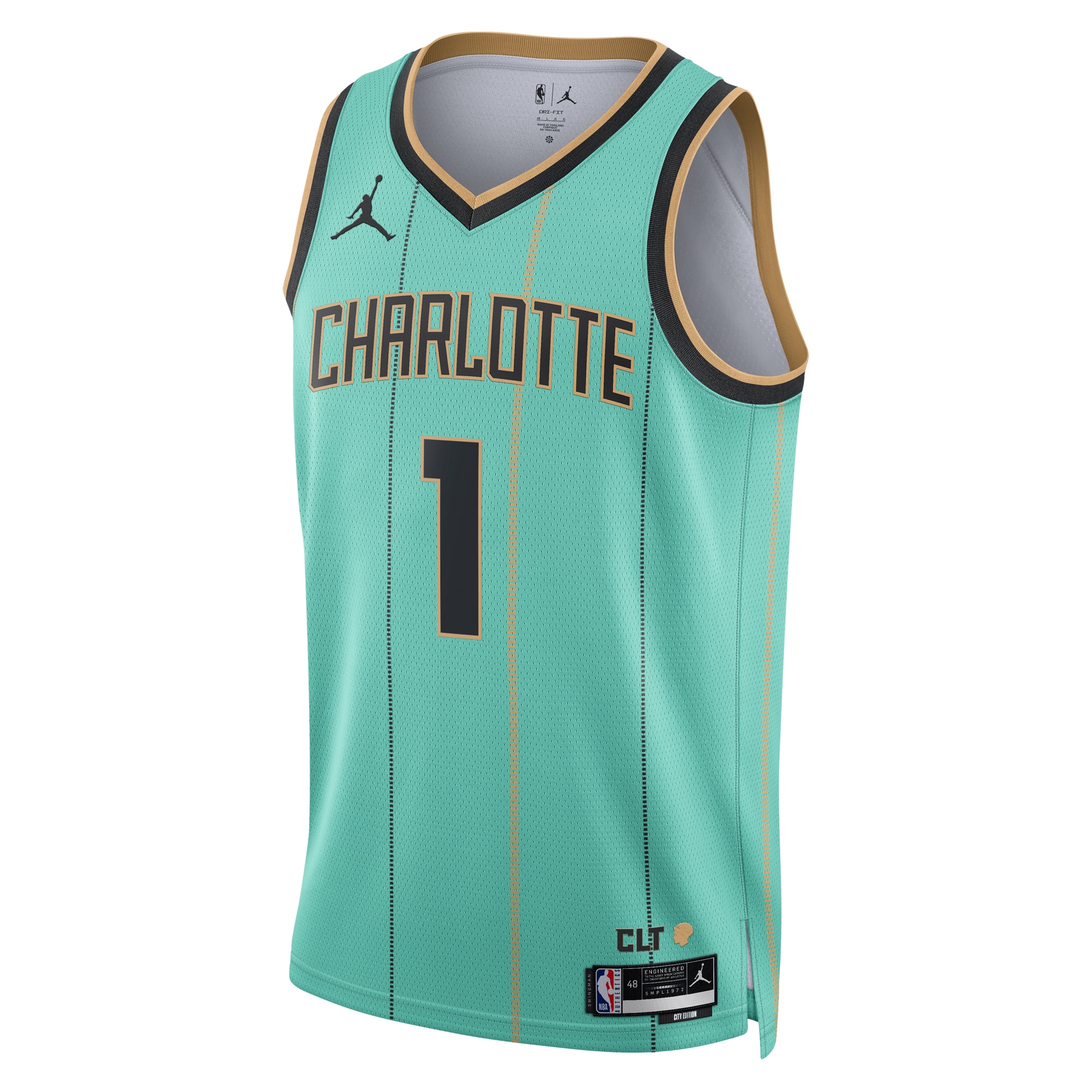 Alternative view of Charlotte Hornets Jordan Brand City Edition Swingman Jersey 2024 - Teal - LaMelo Ball - Unisex - JS932 