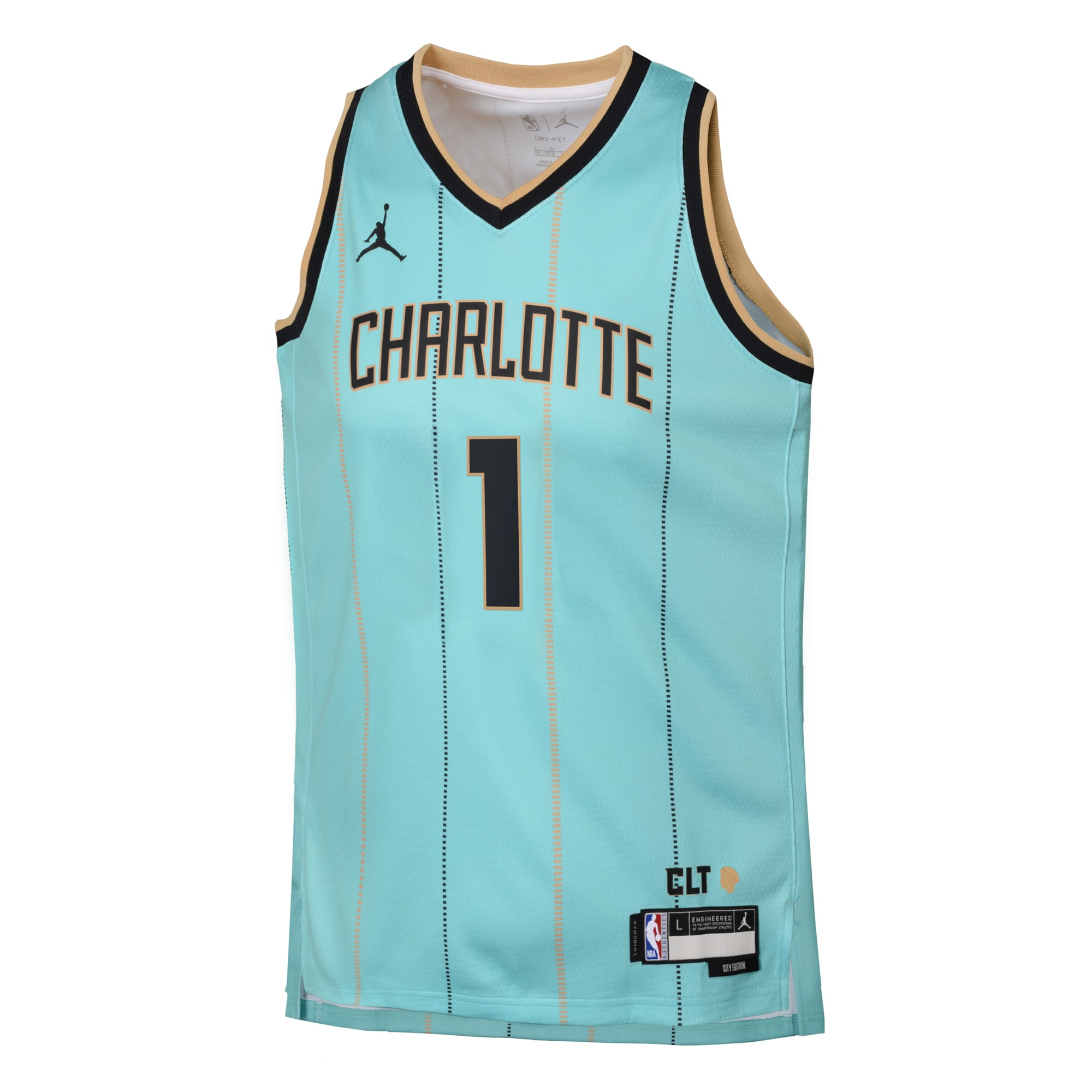 Alternative view of Charlotte Hornets Jordan Brand City Edition Swingman Jersey 2024 - Teal - LaMelo Ball - Youth - JS960 