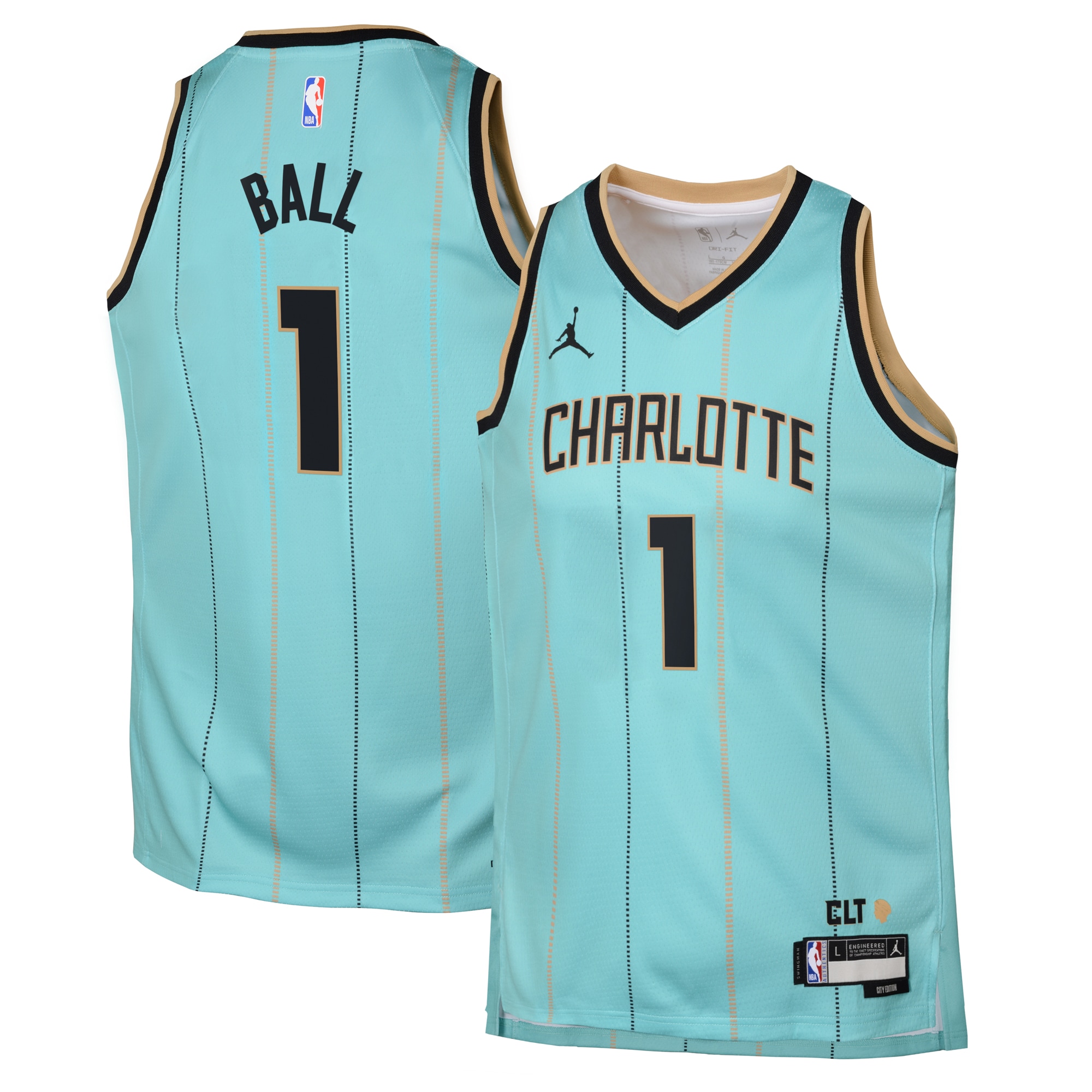 Charlotte Hornets Jordan Brand City Edition Swingman Jersey 2024 - Teal - LaMelo Ball - Youth - JS960 