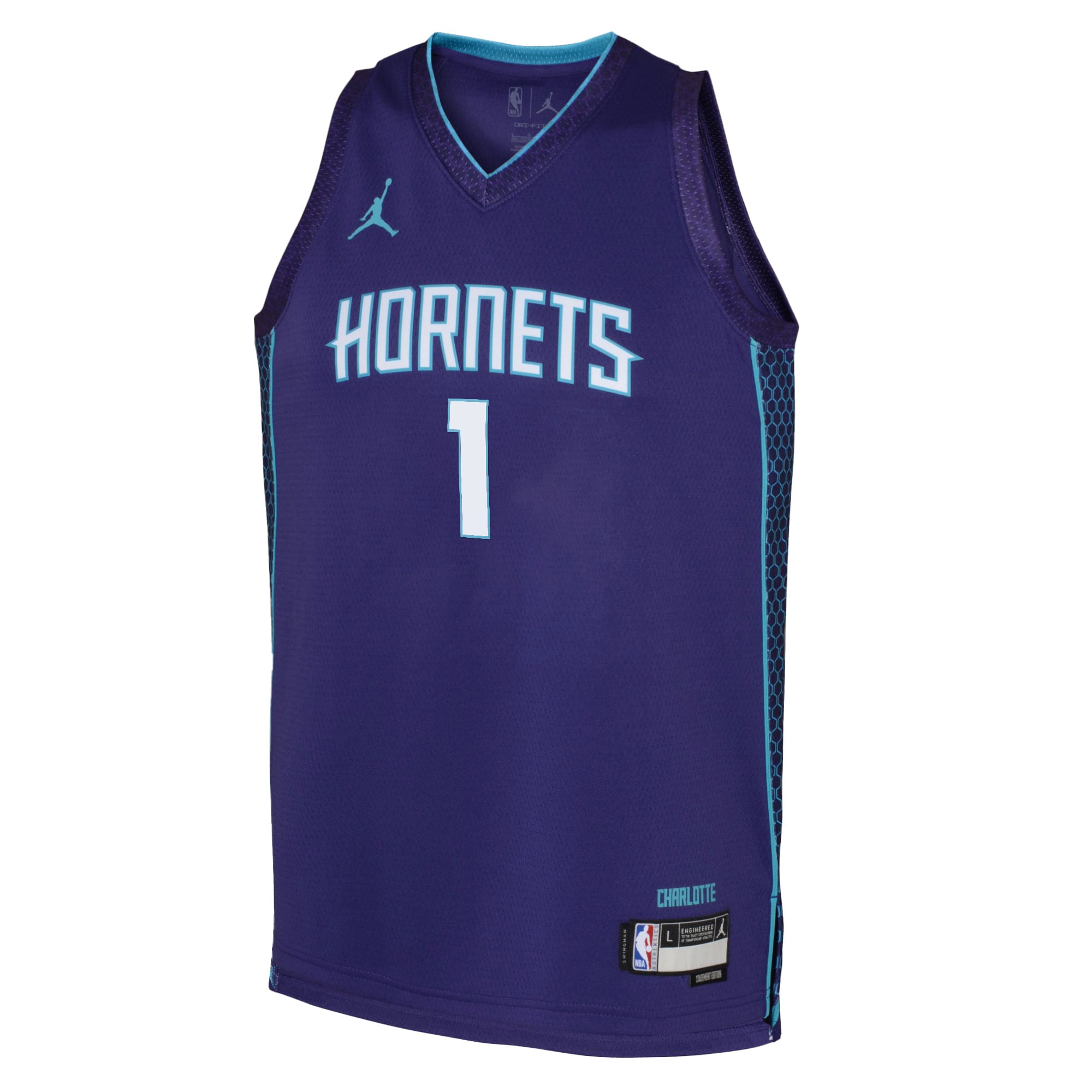 Charlotte Hornets Jordan Brand Statement Edition Swingman Jersey - Purple - LaMelo Ball - Youth - JS732 