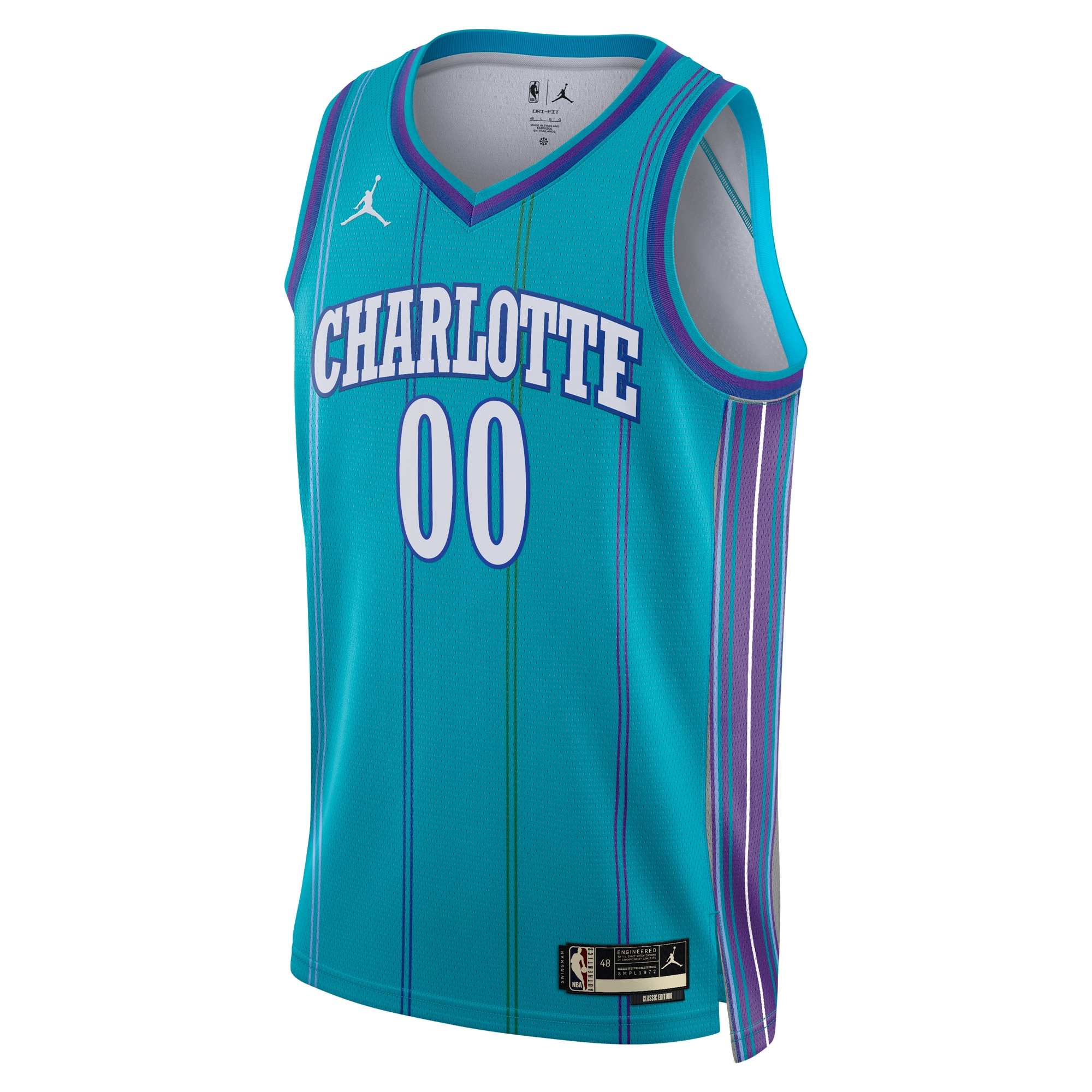 Alternative view of Charlotte Hornets Jordan Brand Unisex 2023/24 Custom Swingman Jersey - Classic Edition - Teal