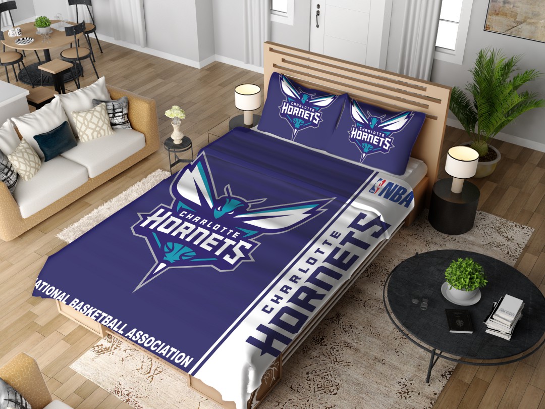 Alternative view of Charlotte Hornets NBA Basketball Bedding Set - Custom Bedding Set