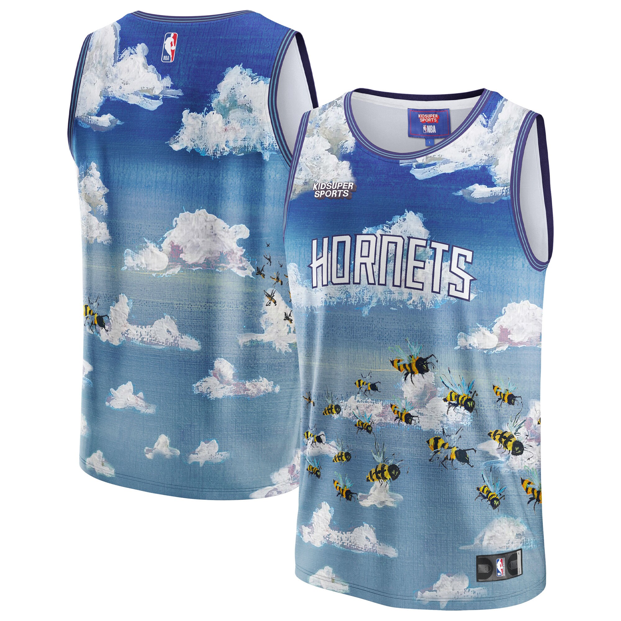 Alternative view of Charlotte Hornets Nba & Kidsuper Studios By Fanatics Unisex Hometown Jersey – Blue
