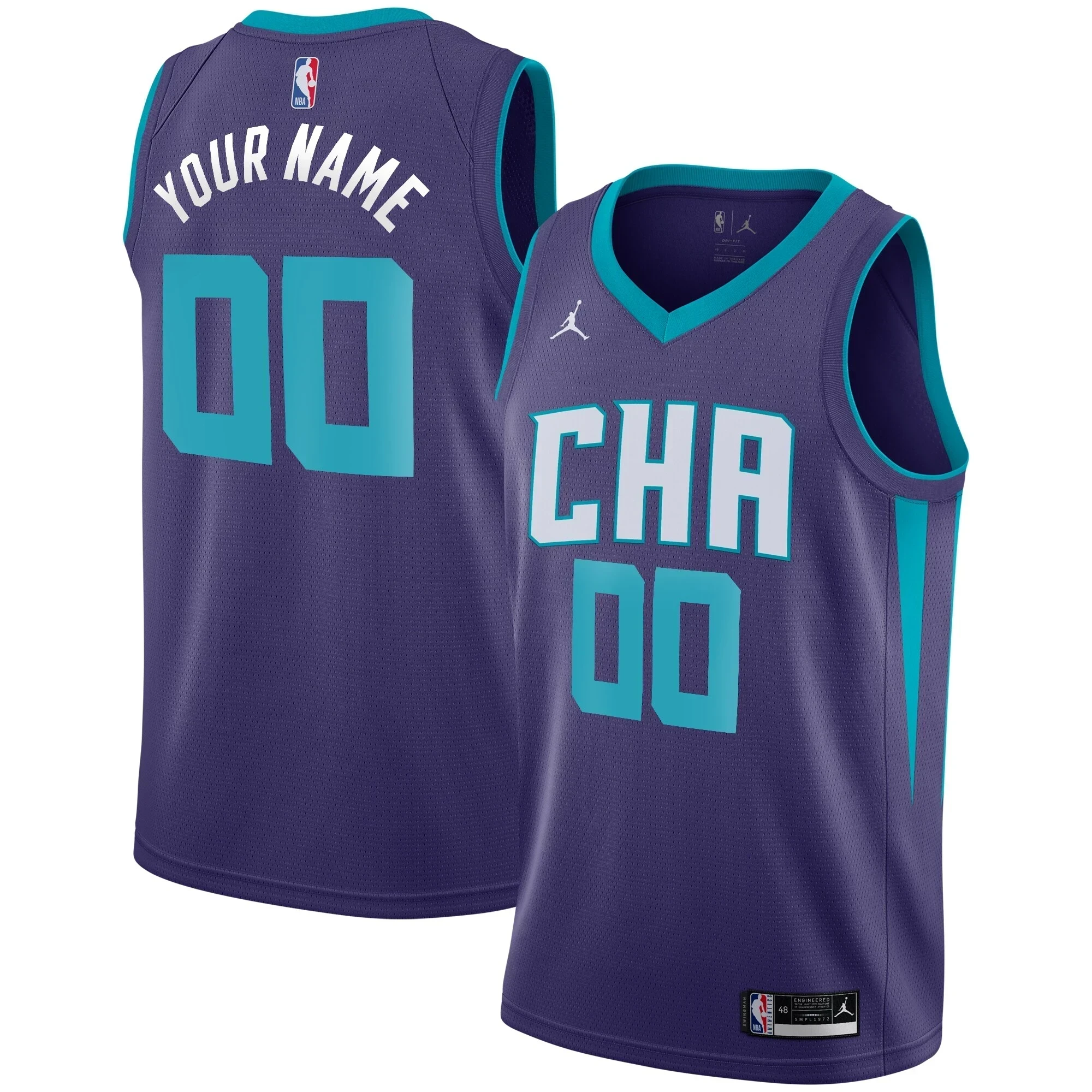 Alternative view of Charlotte Hornets Swingman Blank Jersey - Statement Edition - Purple - JS326 