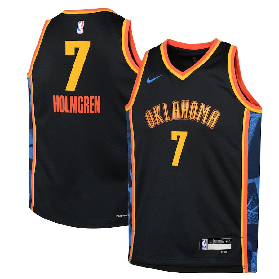 Chet Holmgren 7 Oklahoma City Thunder 2024/25 Swingman Player YOUTH Jersey - City Edition - Black - JS966 
