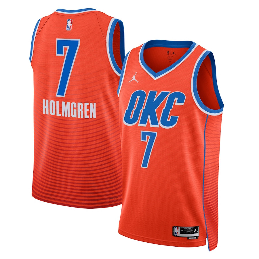 Chet Holmgren 7 Oklahoma City Thunder Unisex Swingman Jersey - Statement Edition - Orange - JS756 