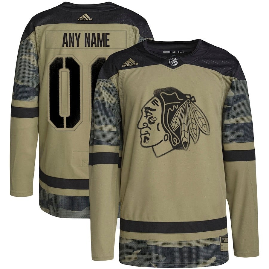 Chicago Blackhawks Military Appreciation Team Custom Practice Jersey - Camo - JS432 
