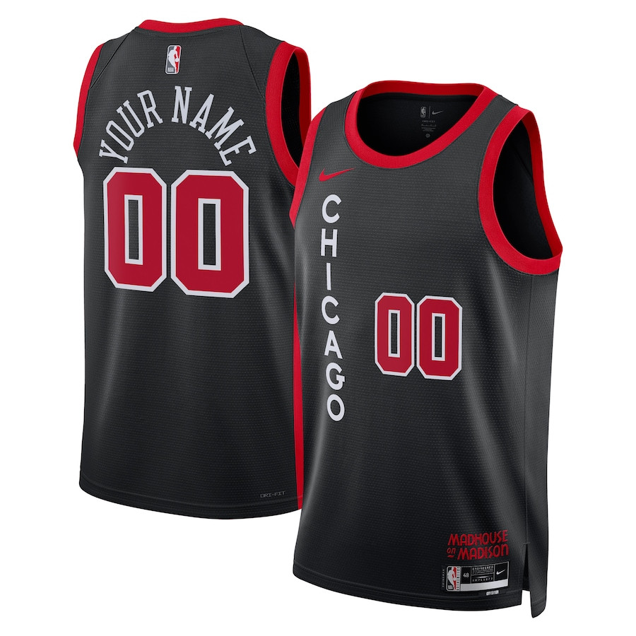 Chicago Bulls 2023/24 City Edition Swingman Custom Jersey - Black - JS666 