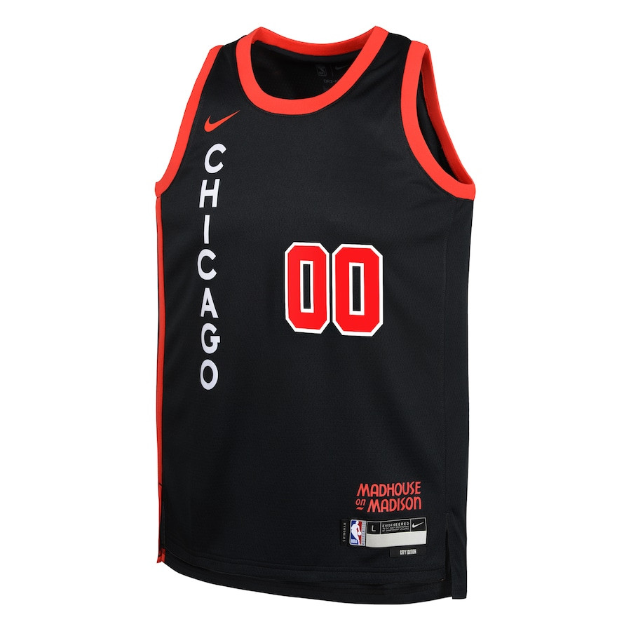 Alternative view of Chicago Bulls 2023/24 City Edition Swingman Custom YOUTH Jersey - Black - JS943 
