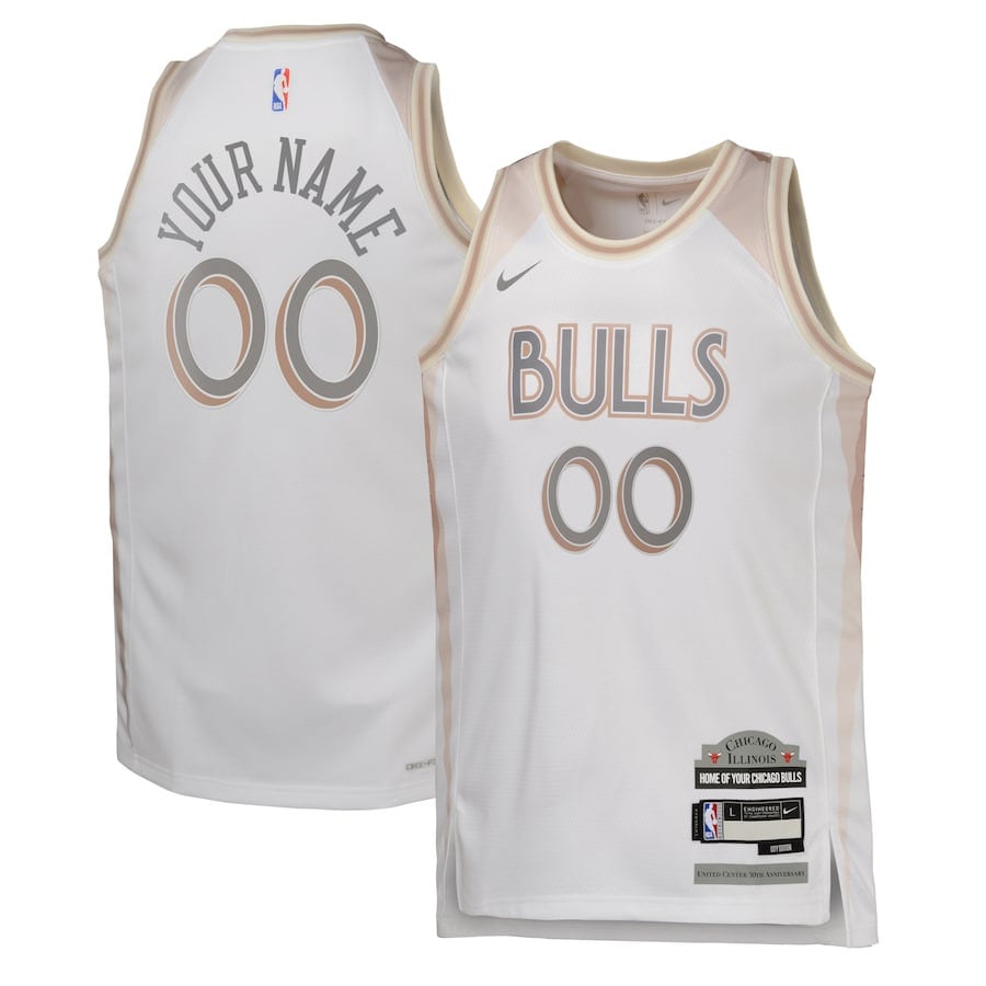 Chicago Bulls 2024/25 Swingman Custom YOUTH Jersey - City Edition - White - JS261 