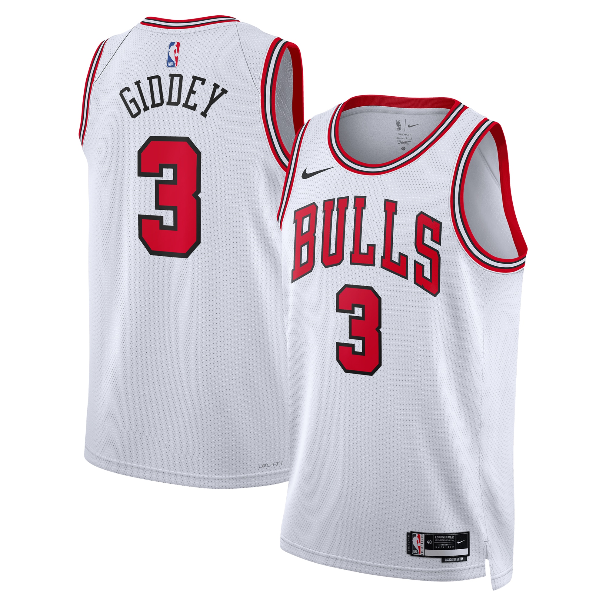 Chicago Bulls Association Edition Swingman Jersey - White - Josh Giddey - Unisex - JS316 