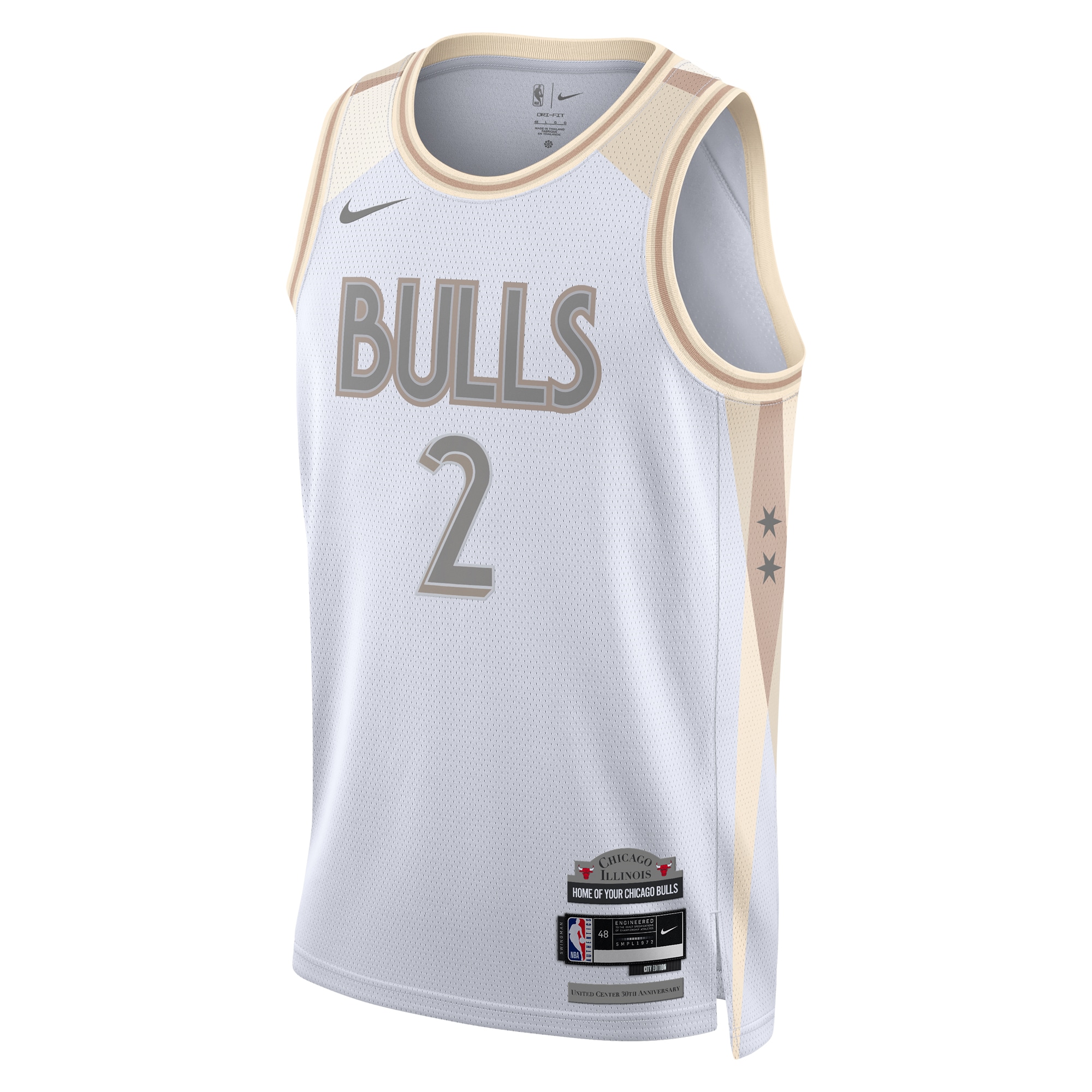 Alternative view of Chicago Bulls City Edition Swingman Jersey 2024 - White - Lonzo Ball - Unisex - JS829 