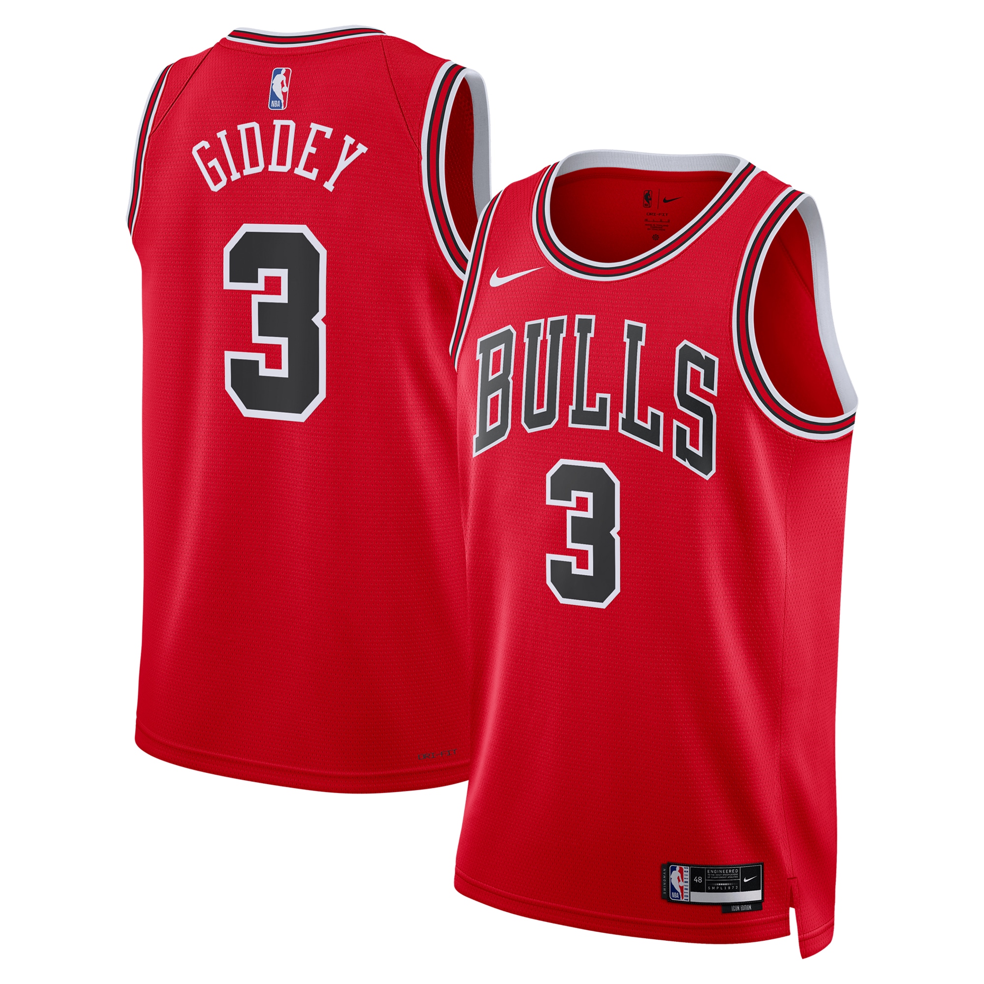Chicago Bulls Icon Edition Swingman Jersey - Red - Josh Giddey - Unisex - JS135 