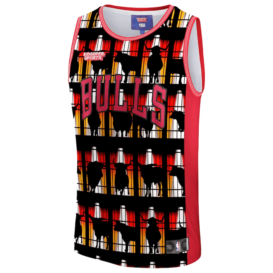 Alternative view of Chicago Bulls NBA & KidSuper Studios Unisex Hometown Jersey - Red - JS854 