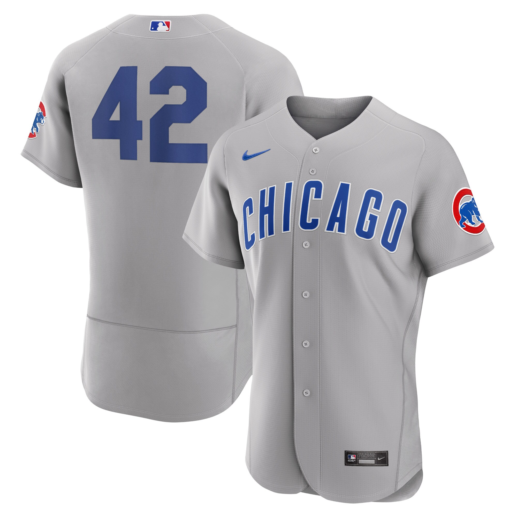 Alternative view of Chicago Cubs 2023 Jackie Robinson Day Authentic Jersey - Gray