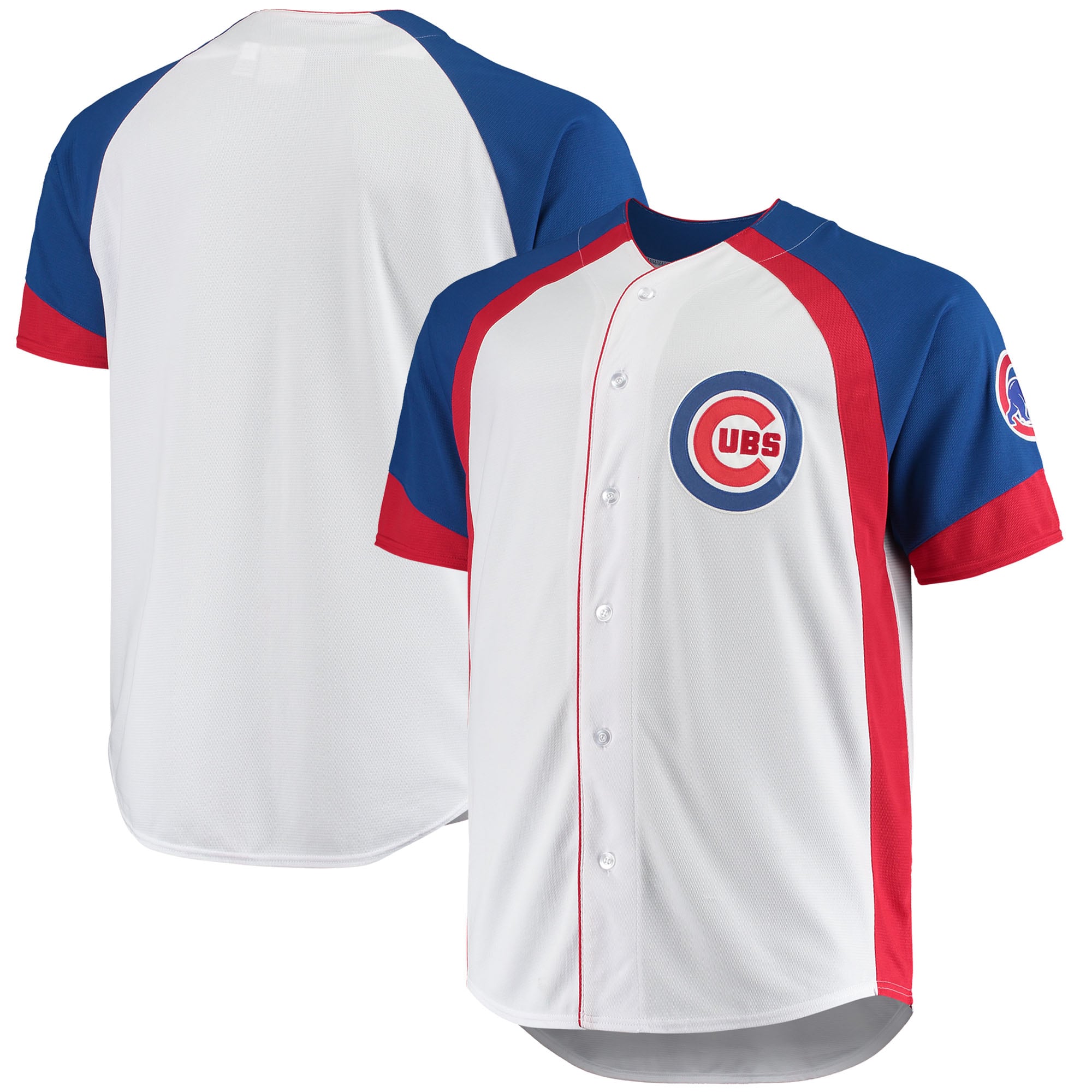 Chicago Cubs Big & Tall Colorblock Full-snap Jersey - White/royal