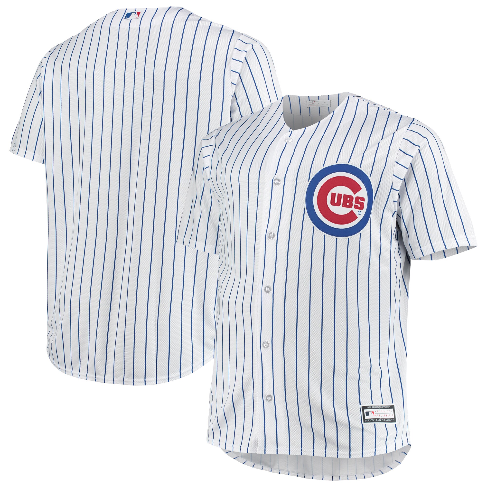 Alternative view of Chicago Cubs Big & Tall Home Replica Team Jersey – White/royal