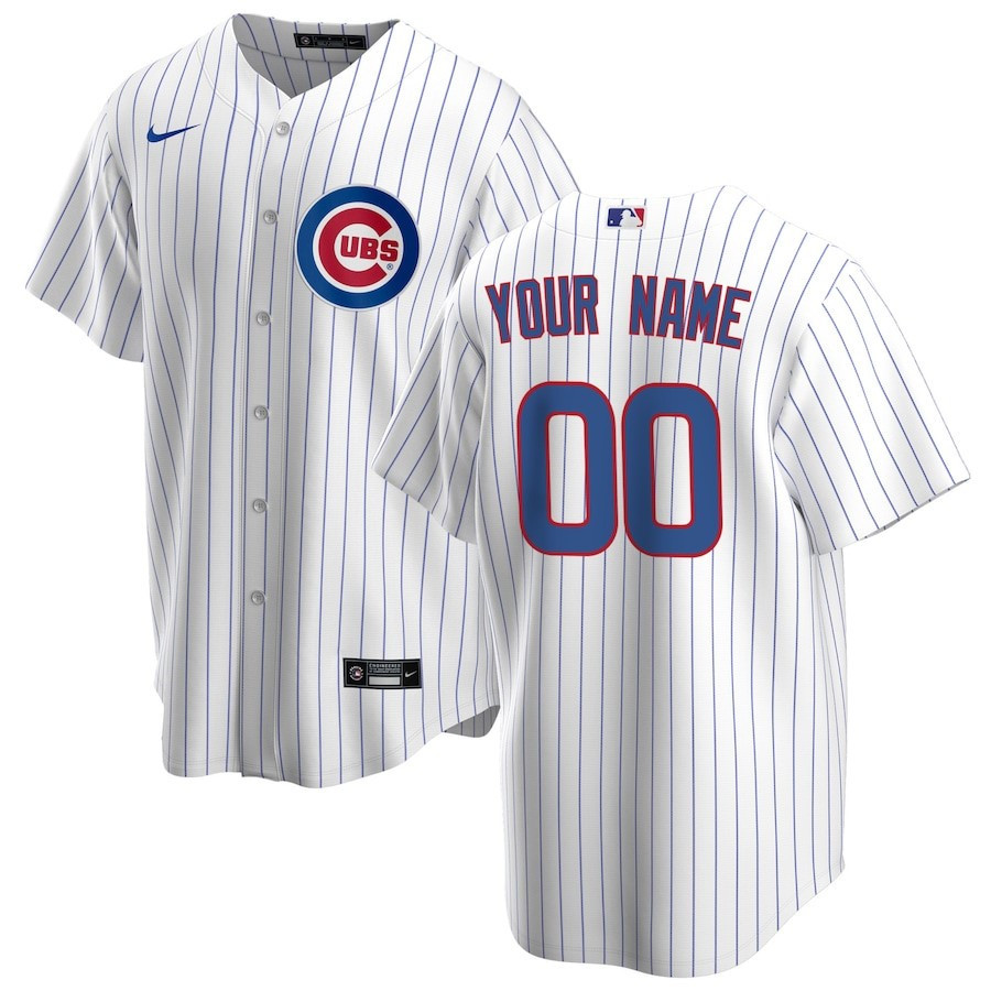 Chicago Cubs Home Custom Men Jersey - White