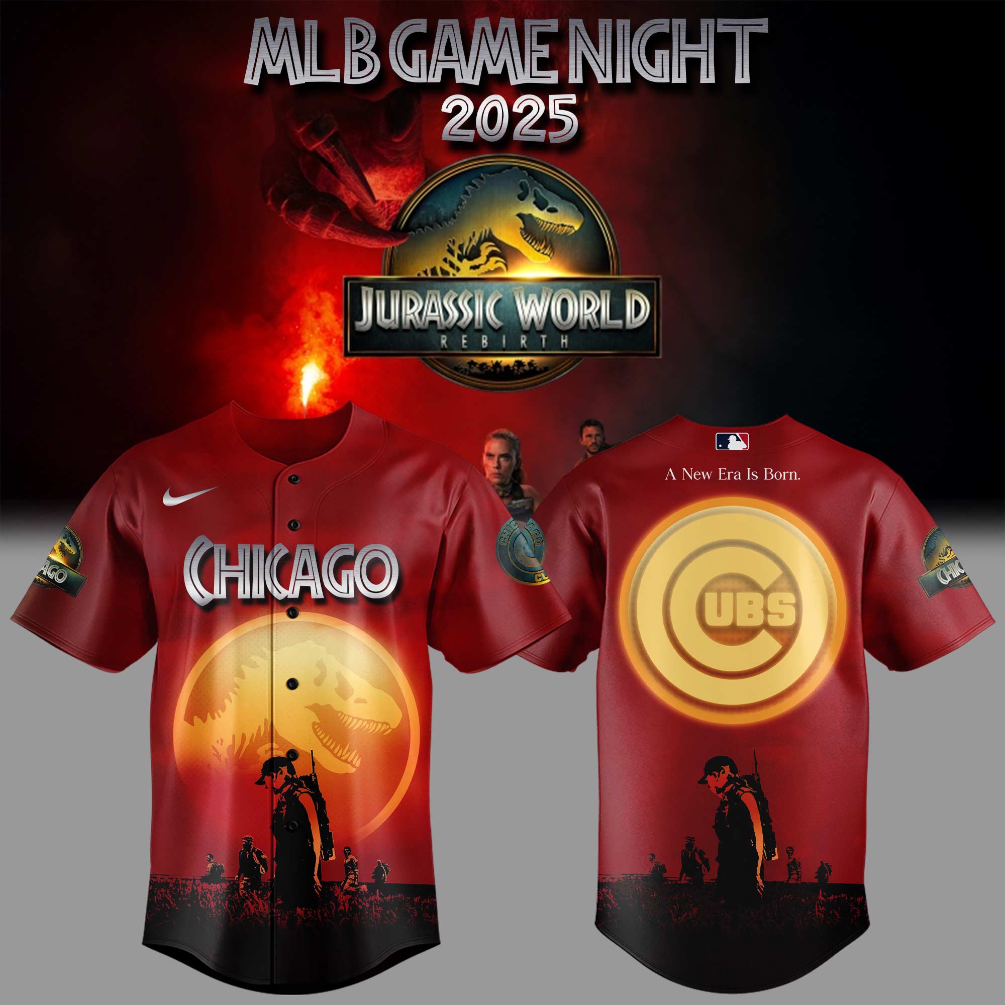 Chicago Cubs Mlb X Jurassic World New Era Baseball Jersey