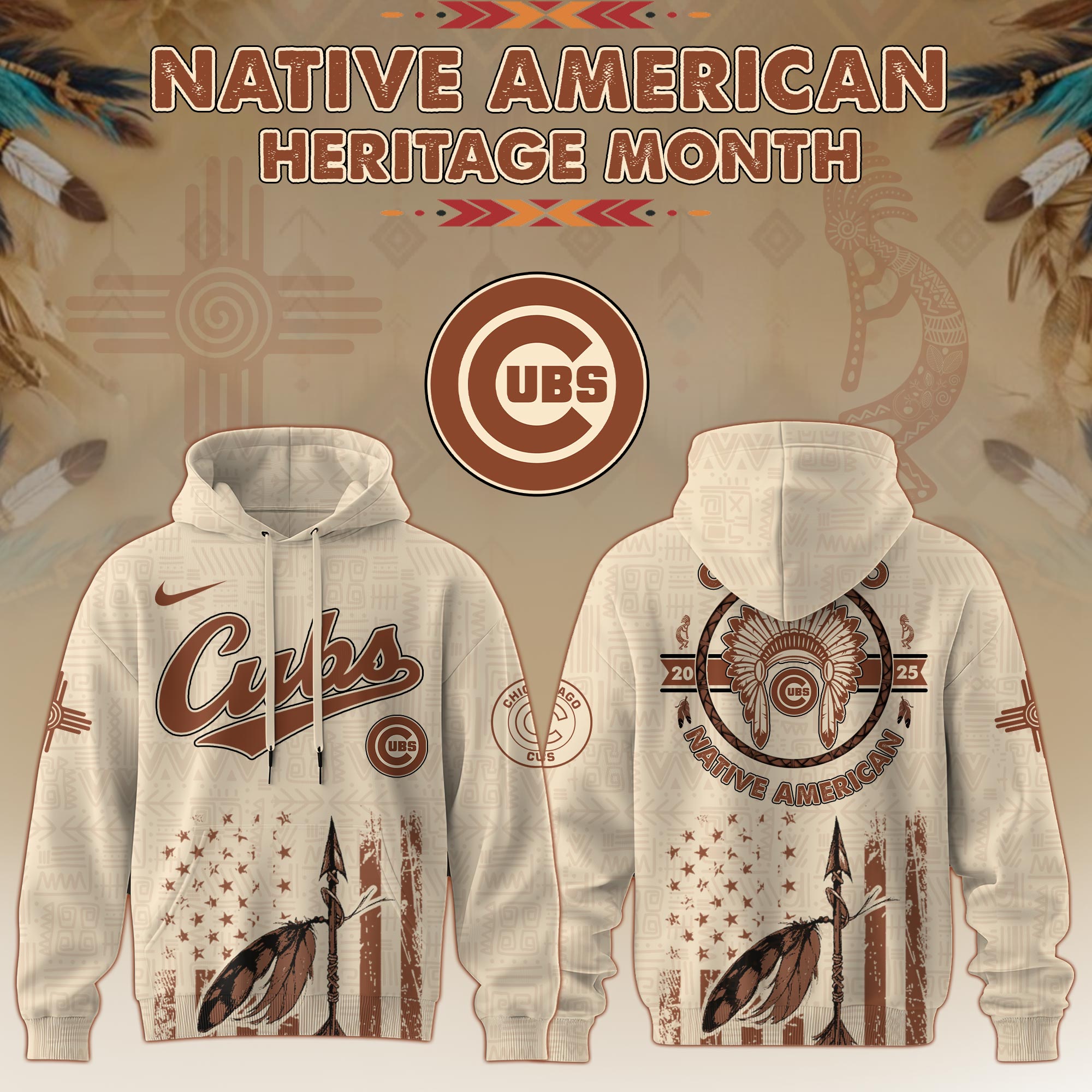 Chicago Cubs Mlb X Native American Heritage Month Mlb Collaboration Custom Hoodie
