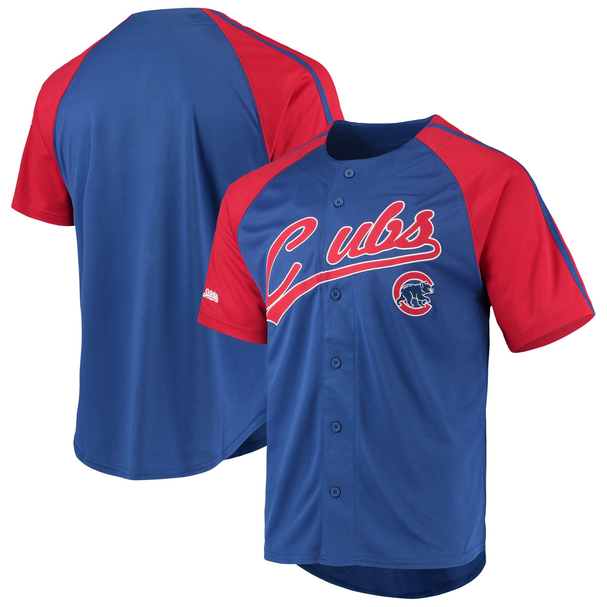 Chicago Cubs Stitches Button-down Raglan Replica Jersey – Royal