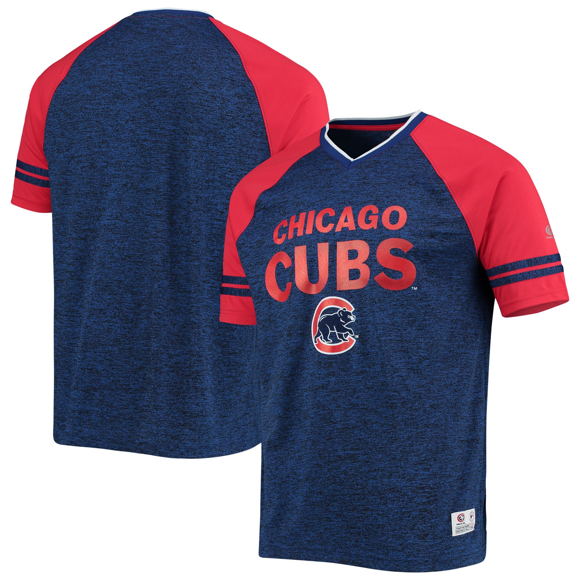 Alternative view of Chicago Cubs Team Raglan V-neck Jersey - Heathered Royal