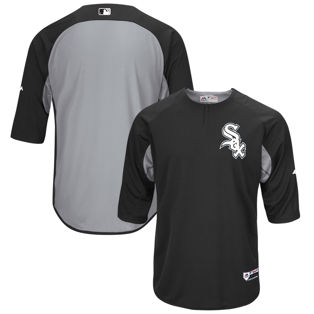 Chicago White Sox Majestic Collection On-field 3/4-sleeve Batting Practice Jersey - Black/gray