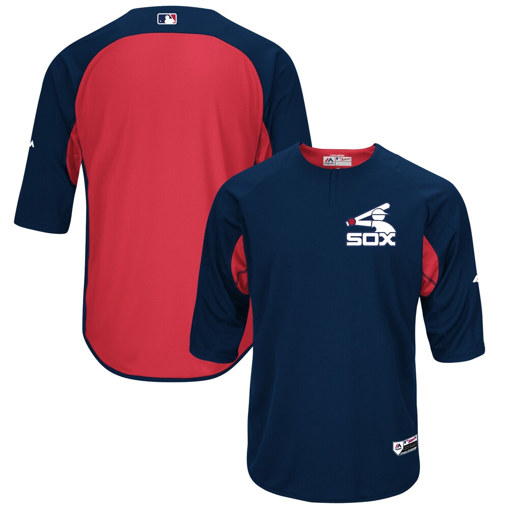 Chicago White Sox Majestic Collection On-field 3/4-sleeve Batting Practice Jersey - Navy/red