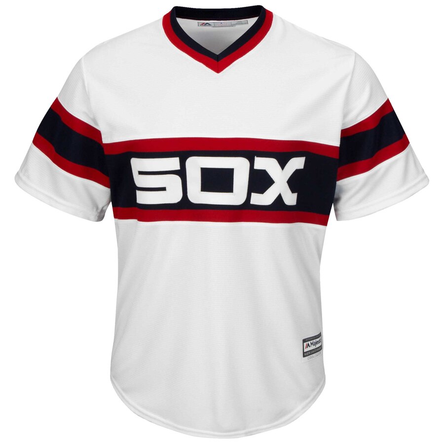 Alternative view of Chicago White Sox Majestic Throwback Official Cool Base Jersey – White