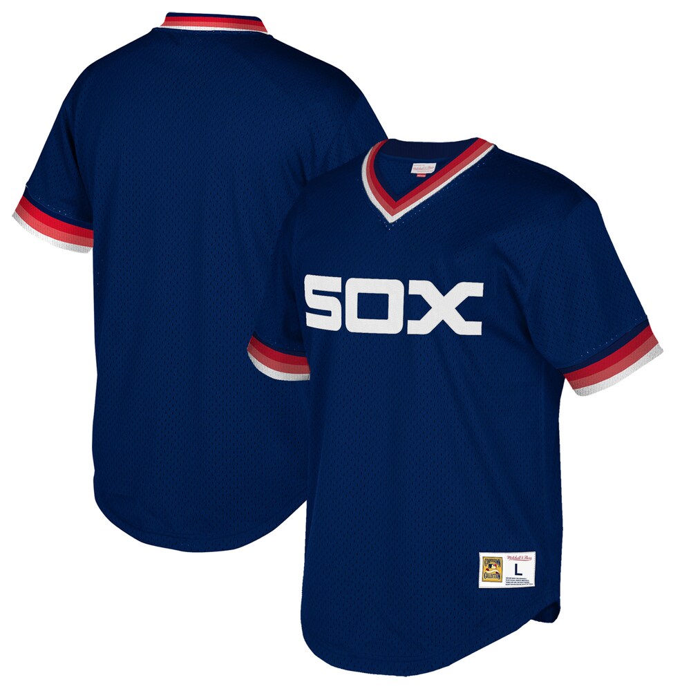 Chicago White Sox Mitchell & Ness Cooperstown Collection Mesh Wordmark V-neck Jersey - Navy