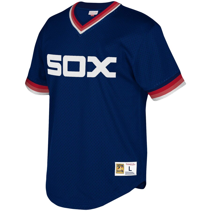 Alternative view of Chicago White Sox Mitchell & Ness Youth Cooperstown Collection Mesh Wordmark V-neck Jersey - Navy
