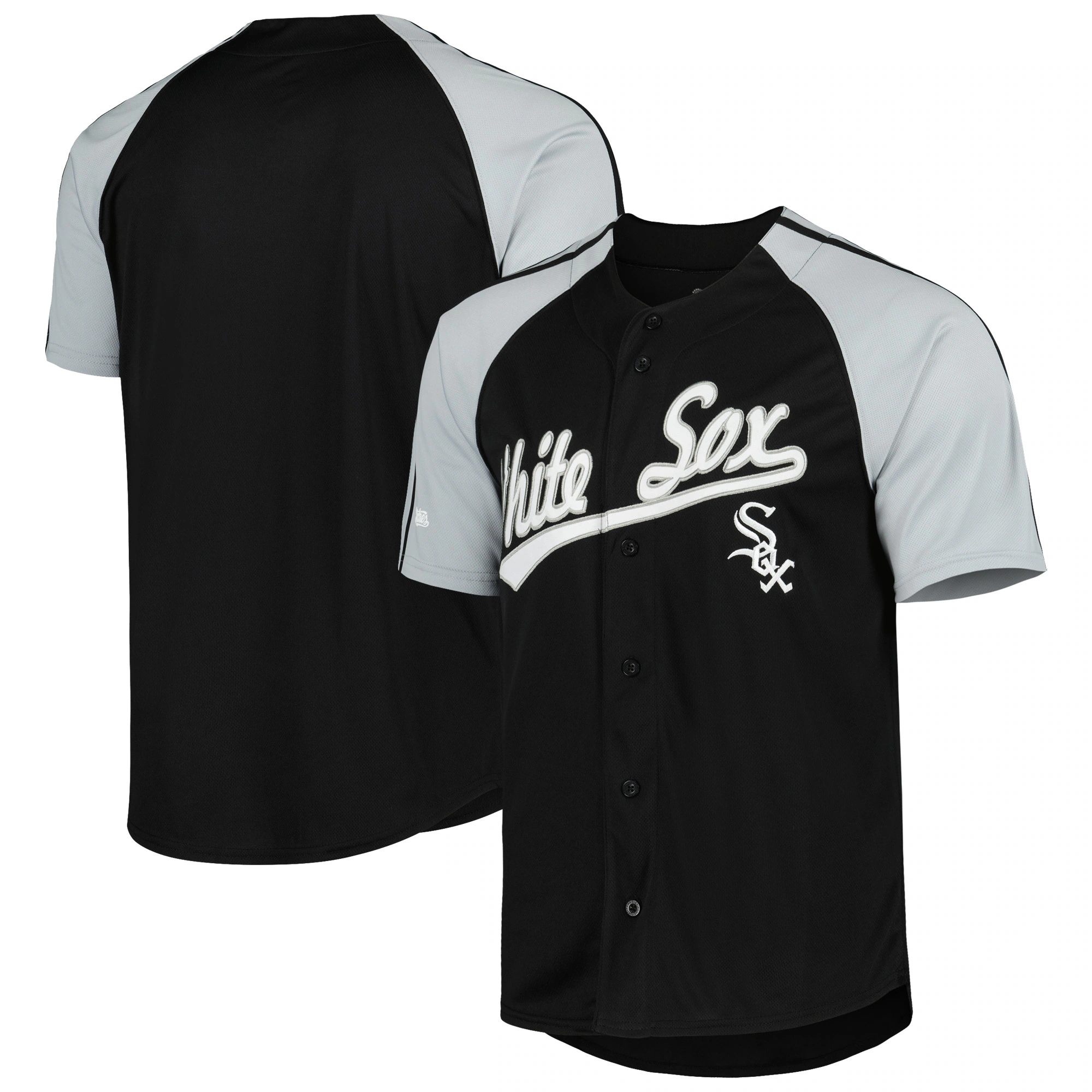 Chicago White Sox Stitches Button-down Raglan Fashion Jersey – Black