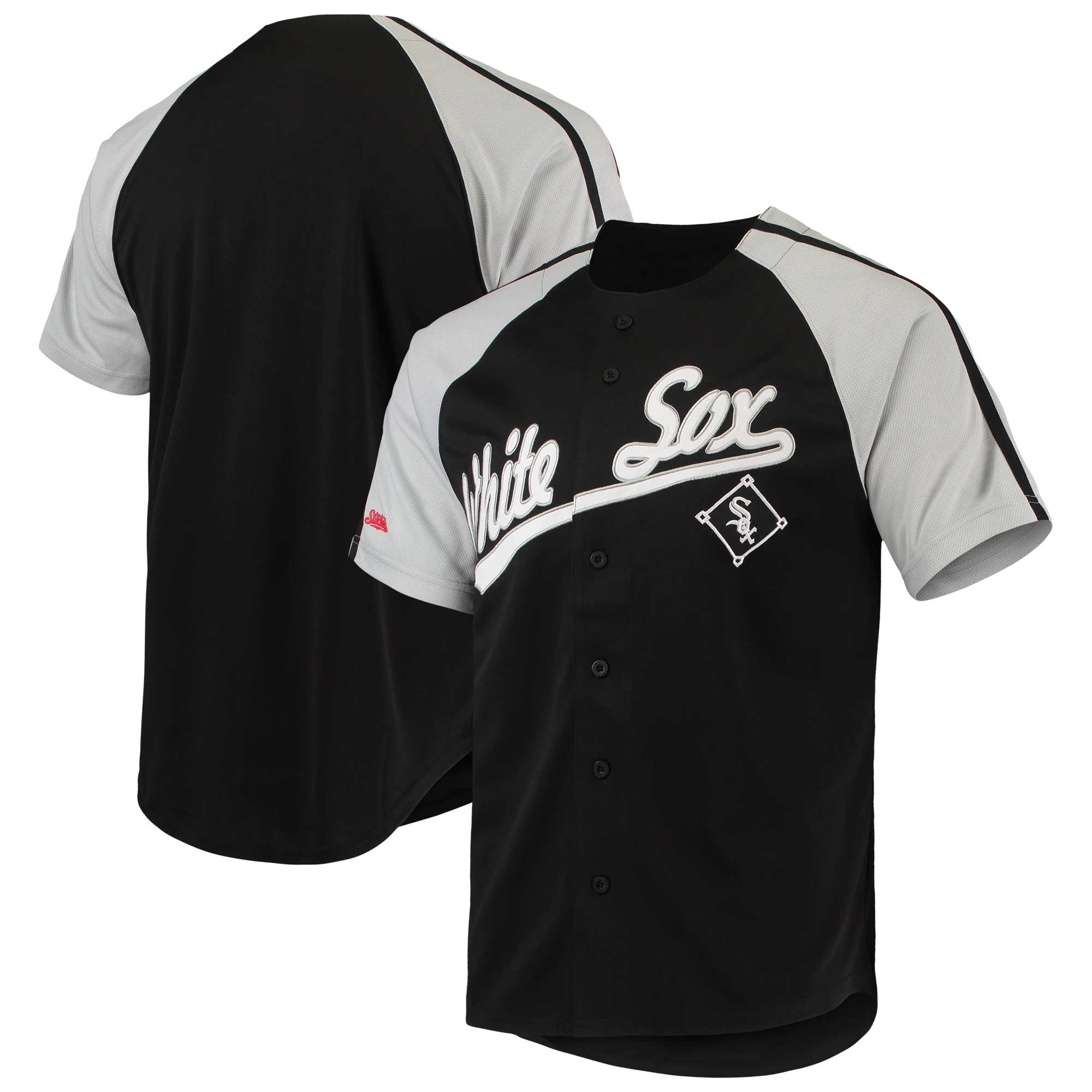 Chicago White Sox Stitches Button-down Raglan Replica Jersey - Black