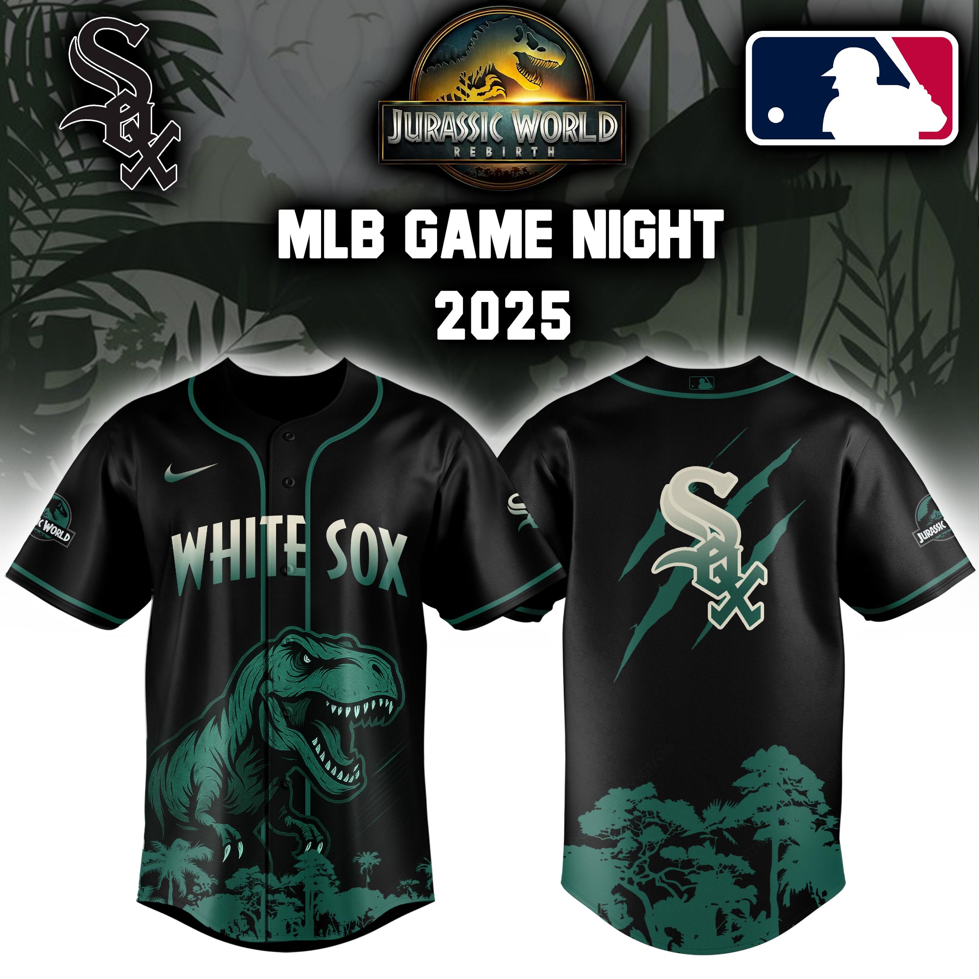 Chicago White Sox X Mlb Jurassic World Baseball Jersey