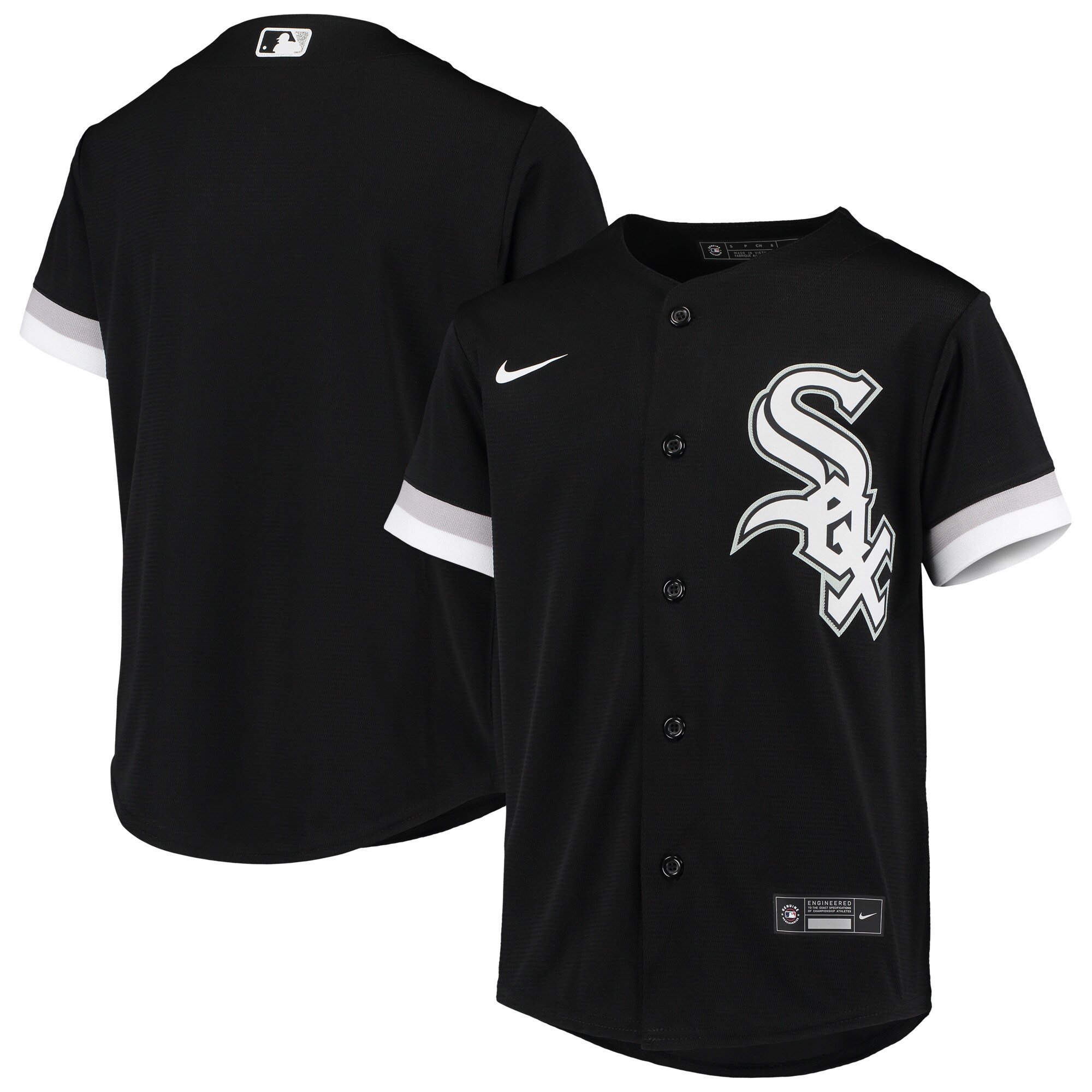 Alternative view of Chicago White Sox Youth Alternate Replica Team Jersey - Black