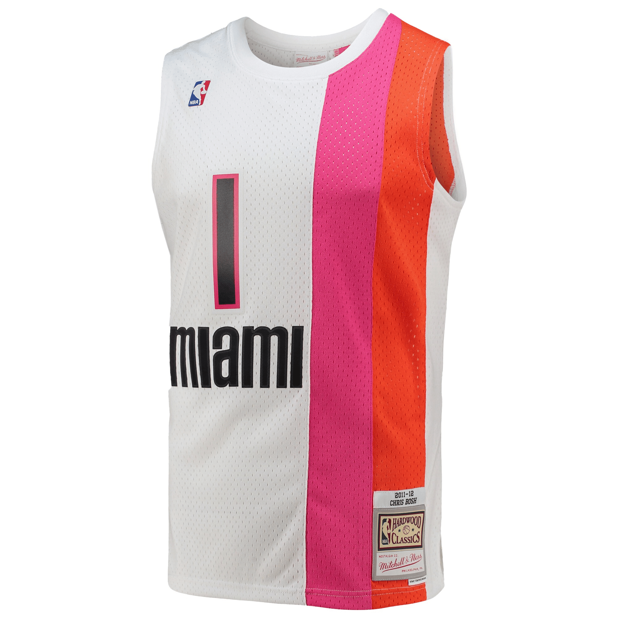 Alternative view of Chris Bosh Miami Heat Mitchell & Ness 2011-12 Hardwood Classics Swingman Jersey - White Jersey - JS646 