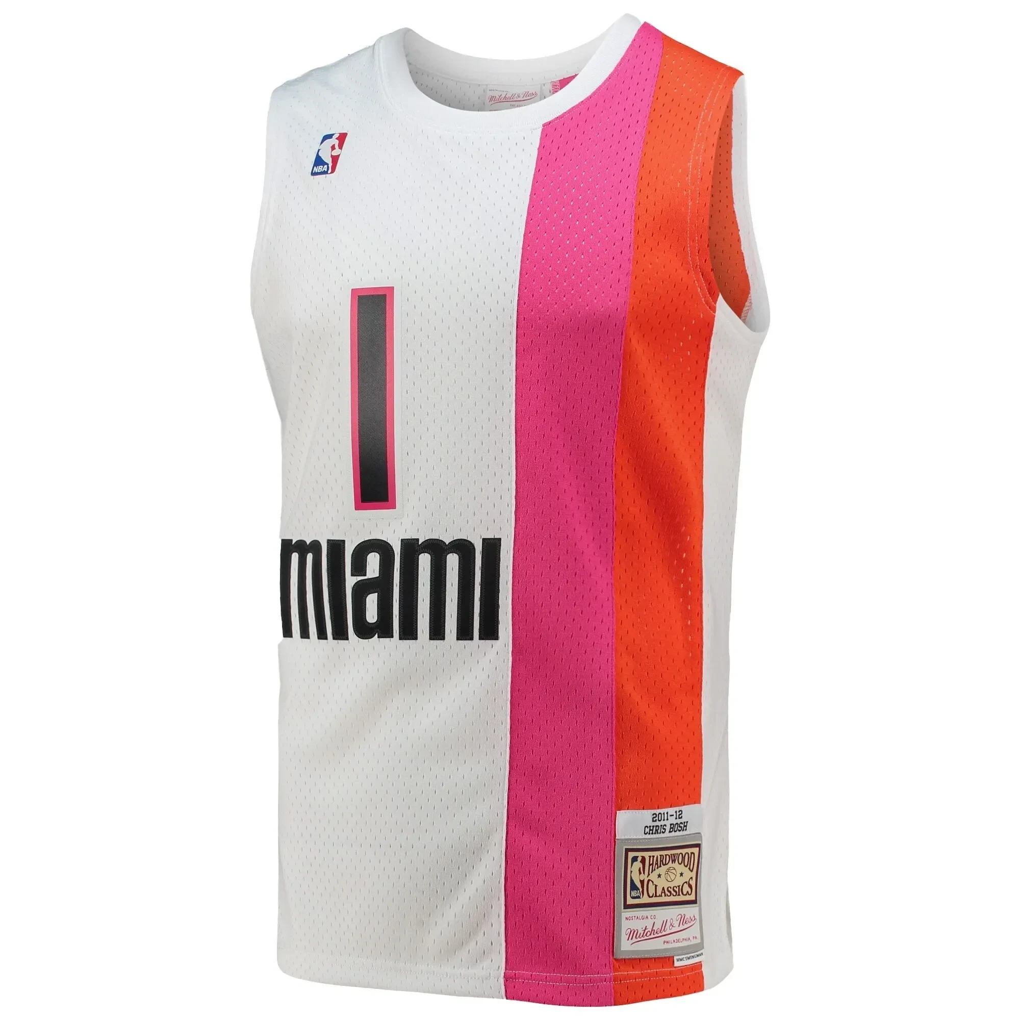 Alternative view of Chris Bosh Miami Heat Mitchell & Ness 2011-12 Hardwood Classics Swingman Jersey – White - JS849 
