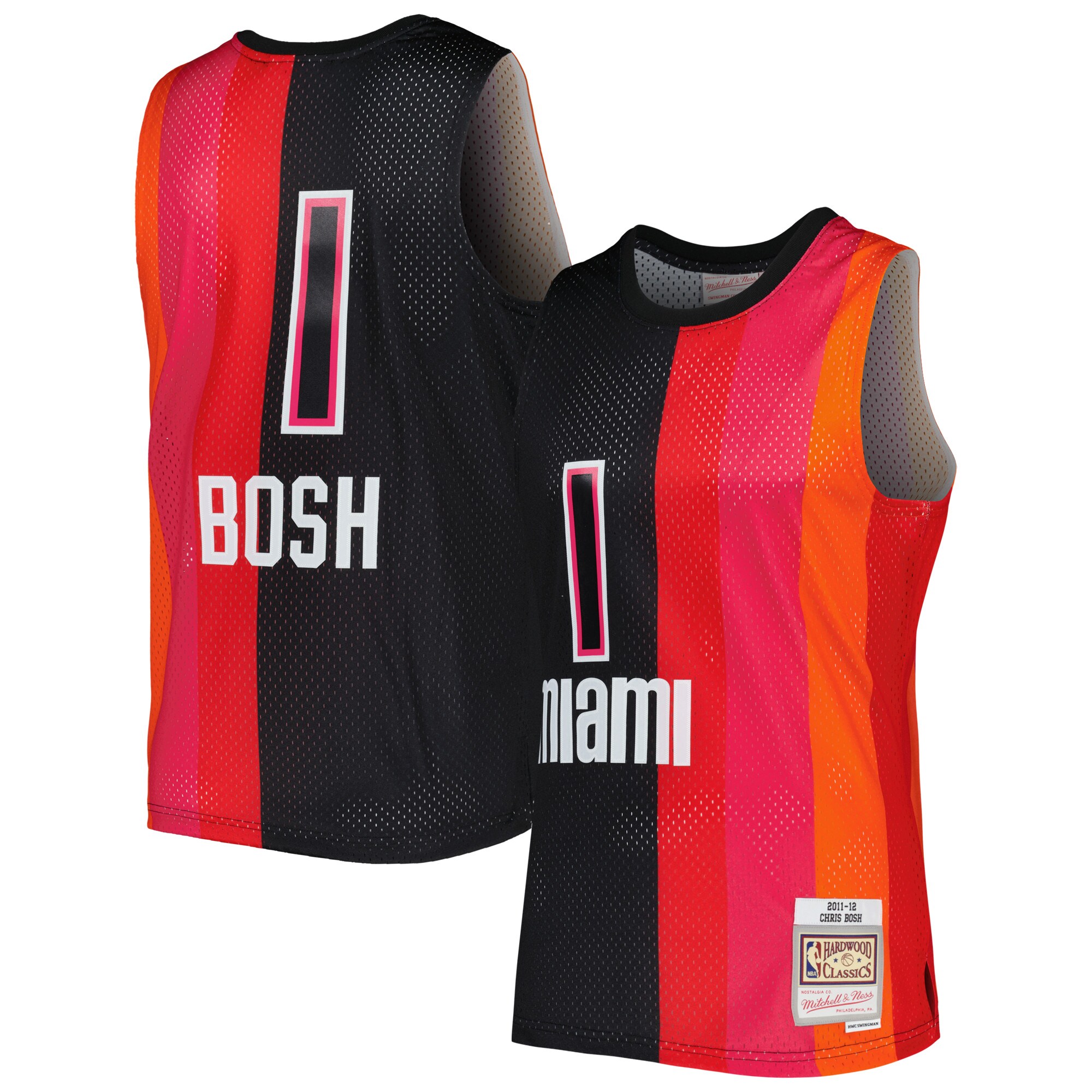 Alternative view of Chris Bosh Miami Heat Mitchell & Ness Hardwood Classics 2011/12 Split Swingman Jersey – Black/red – Jsfangear Jersey Store