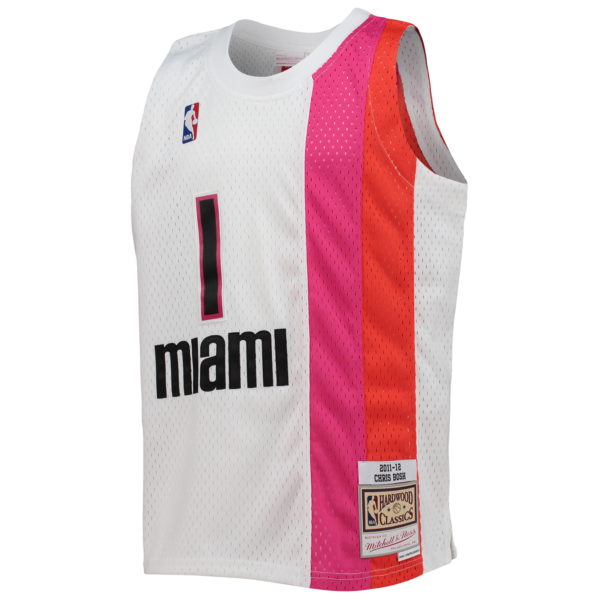 Alternative view of Chris Bosh Miami Heat Mitchell & Ness Youth 2011/12 Hardwood Classics Swingman Jersey - White