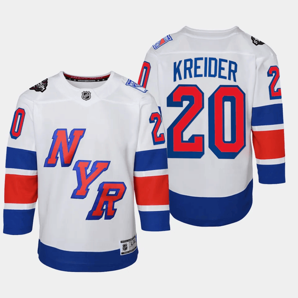 Chris Kreider 20 New York Rangers 2024 NHL YOUTH Stadium Series Jersey - White - JS123 