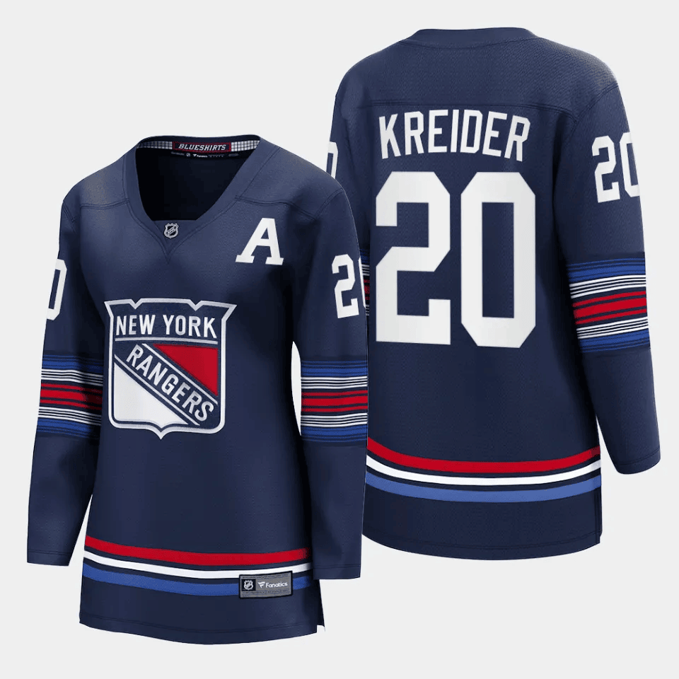 Alternative view of Chris Kreider 20 New York Rangers Women Alternate Premier Breakaway Jersey - Navy - JS286 