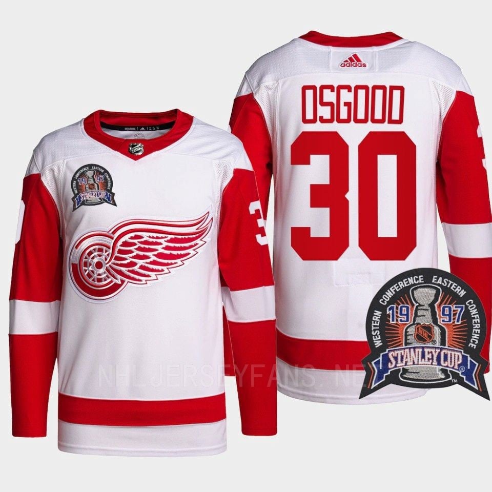 Chris Osgood 30 1997 Stanley Cup Detroit Red Wings Red Jersey 25th Anniversary - JS801 